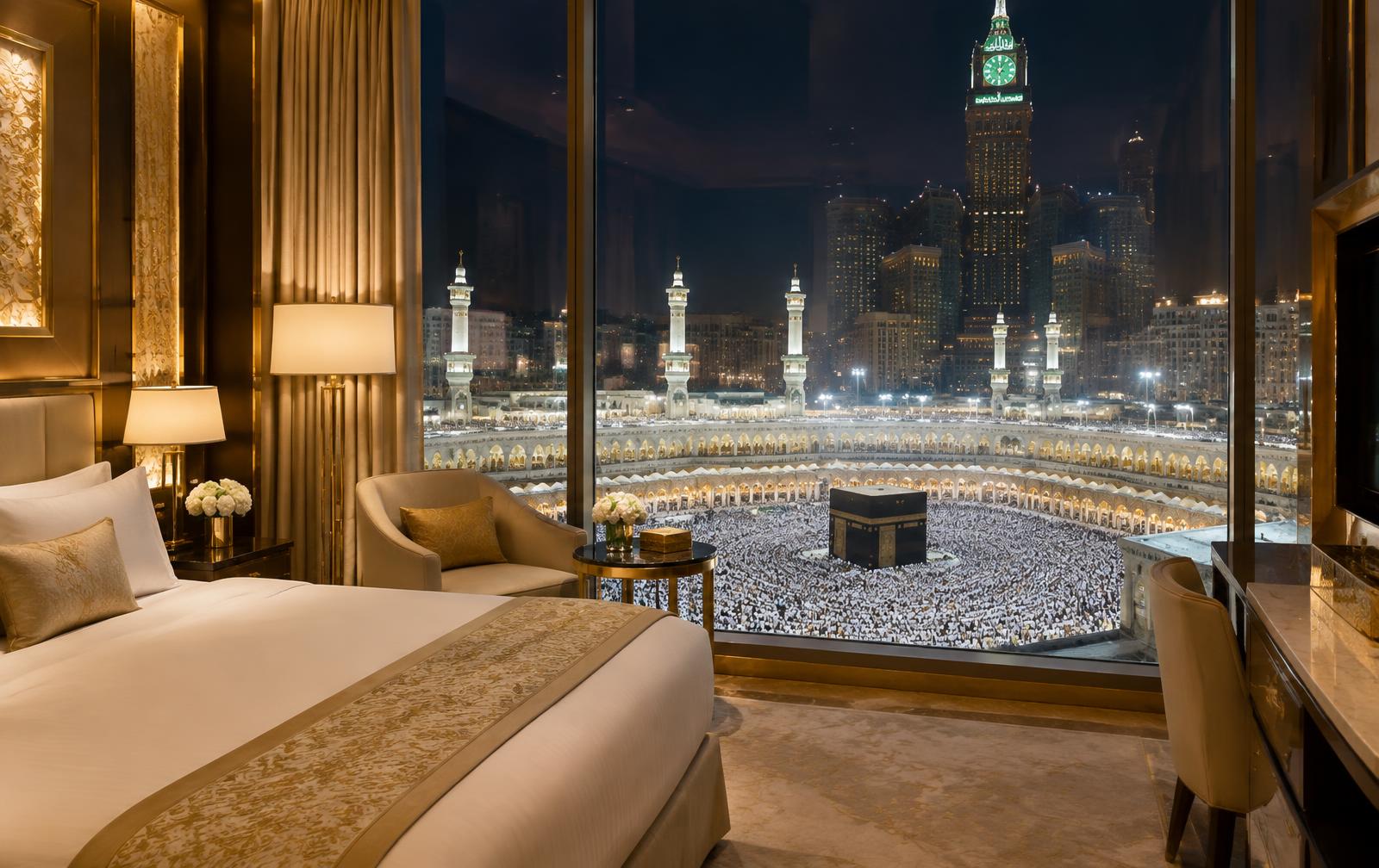 Hotel room overlooking the Haram in Makkah